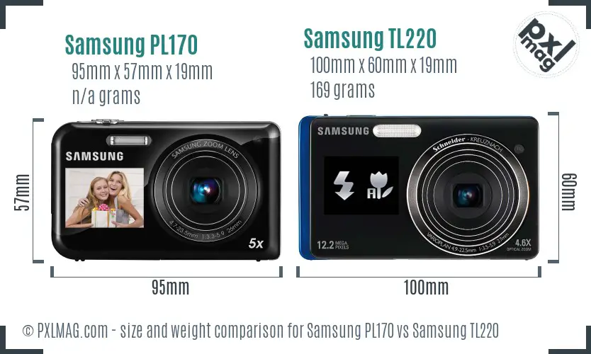 Samsung PL170 vs Samsung TL220 size comparison