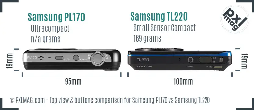 Samsung PL170 vs Samsung TL220 top view buttons comparison