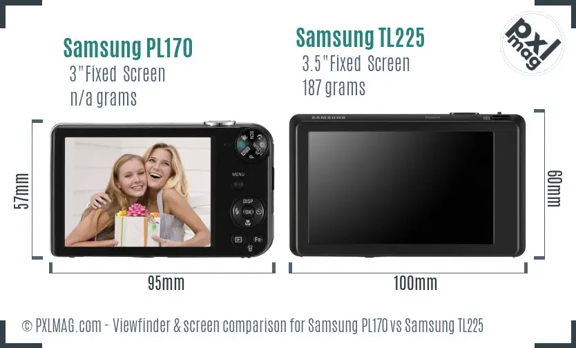 Samsung PL170 vs Samsung TL225 Screen and Viewfinder comparison