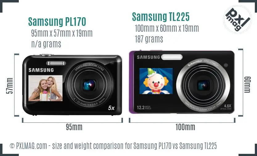Samsung PL170 vs Samsung TL225 size comparison