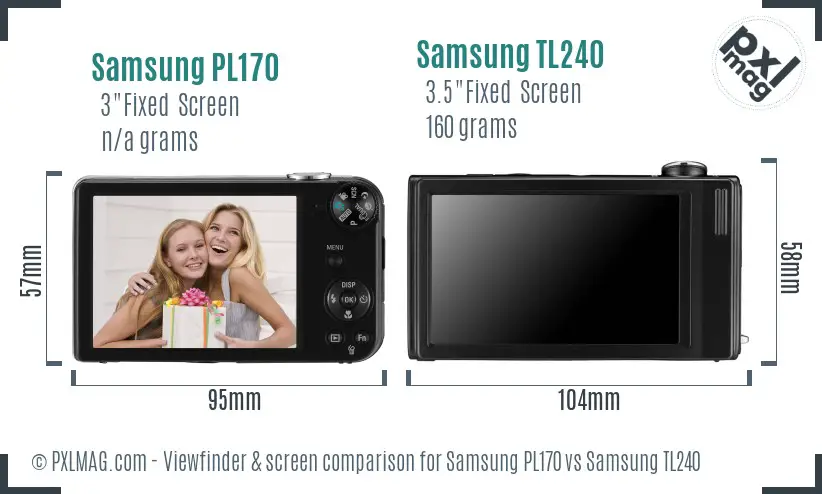 Samsung PL170 vs Samsung TL240 Screen and Viewfinder comparison