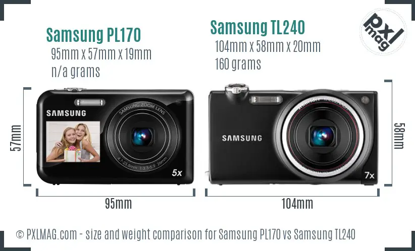 Samsung PL170 vs Samsung TL240 size comparison