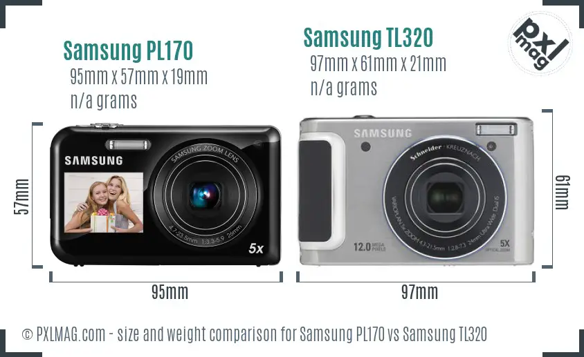Samsung PL170 vs Samsung TL320 size comparison