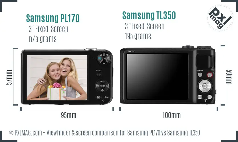 Samsung PL170 vs Samsung TL350 Screen and Viewfinder comparison