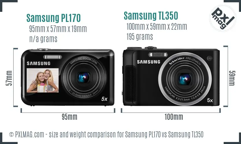 Samsung PL170 vs Samsung TL350 size comparison