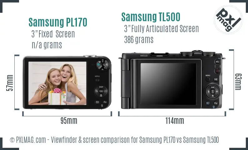 Samsung PL170 vs Samsung TL500 Screen and Viewfinder comparison