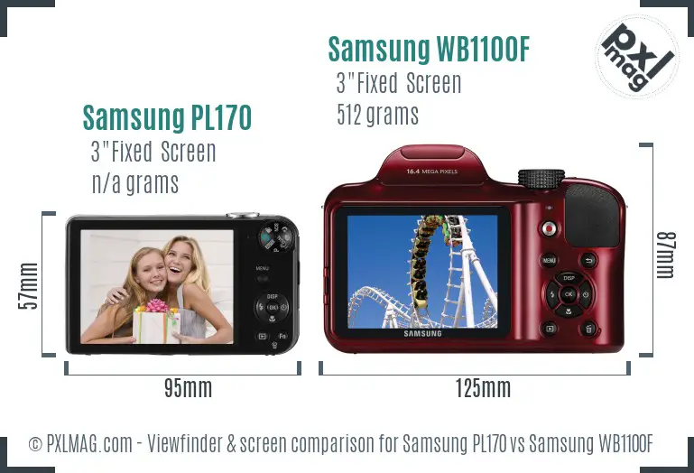 Samsung PL170 vs Samsung WB1100F Screen and Viewfinder comparison