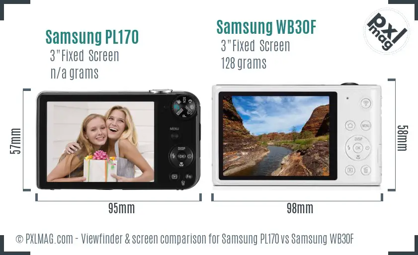 Samsung PL170 vs Samsung WB30F Screen and Viewfinder comparison