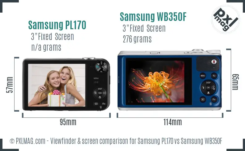 Samsung PL170 vs Samsung WB350F Screen and Viewfinder comparison