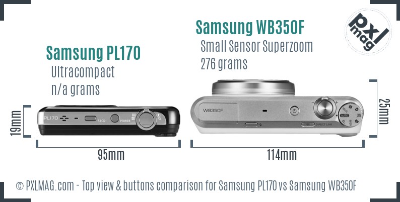 Samsung PL170 vs Samsung WB350F top view buttons comparison
