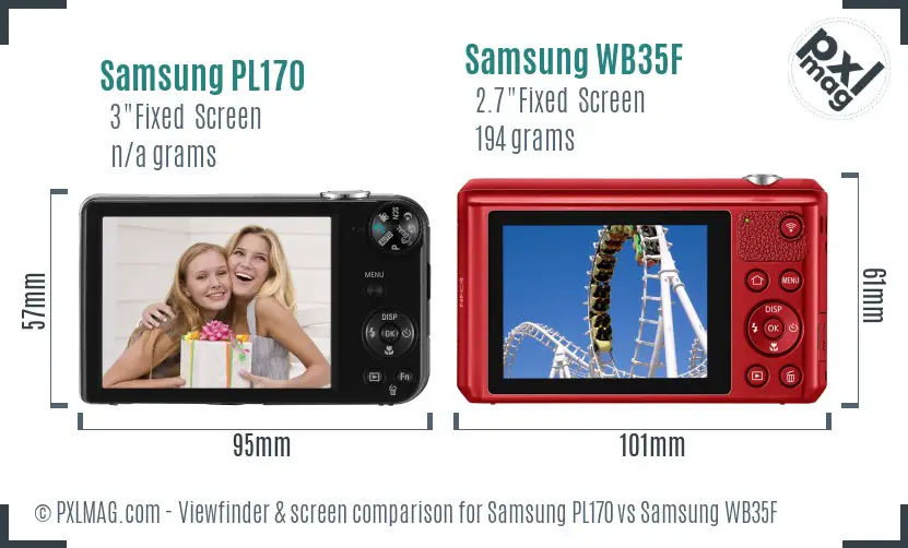 Samsung PL170 vs Samsung WB35F Screen and Viewfinder comparison