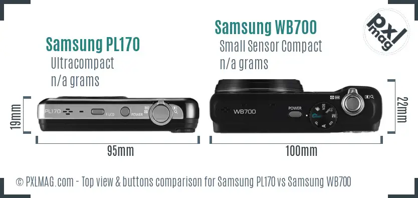Samsung PL170 vs Samsung WB700 top view buttons comparison