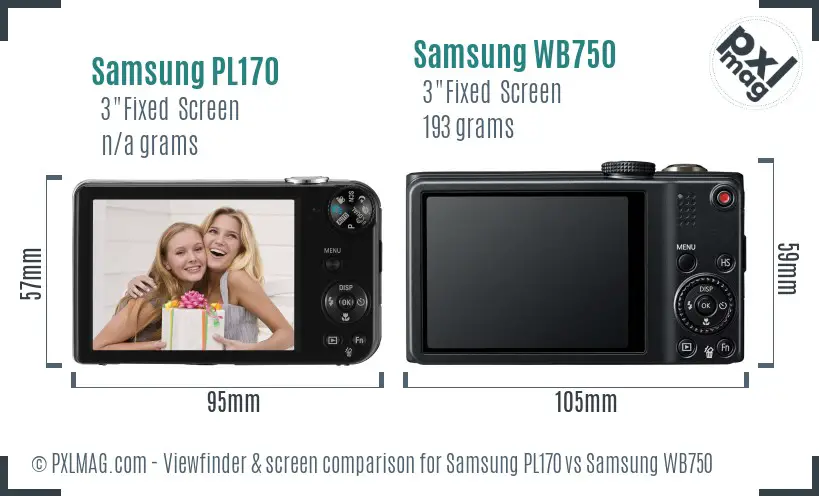 Samsung PL170 vs Samsung WB750 Screen and Viewfinder comparison