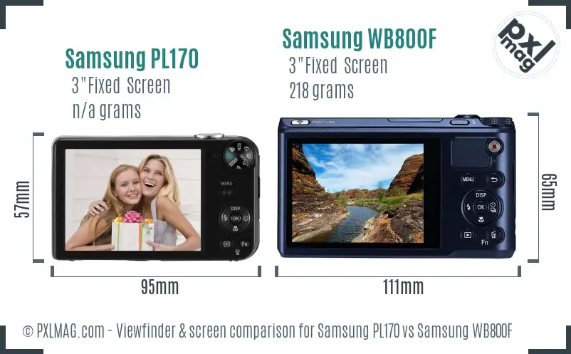 Samsung PL170 vs Samsung WB800F Screen and Viewfinder comparison