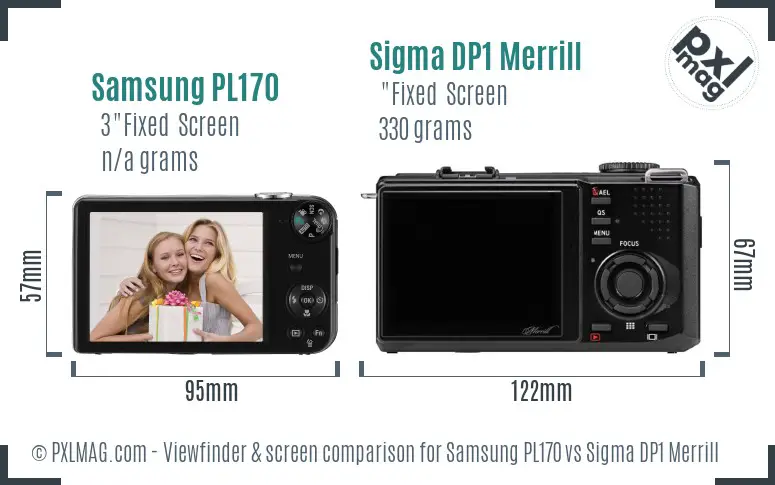Samsung PL170 vs Sigma DP1 Merrill Screen and Viewfinder comparison