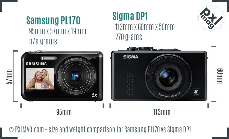 Samsung PL170 vs Sigma DP1 size comparison