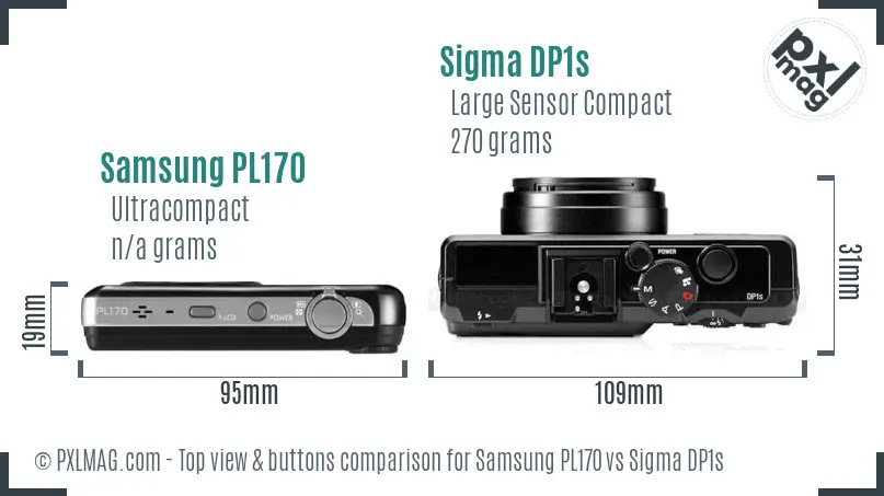 Samsung PL170 vs Sigma DP1s top view buttons comparison