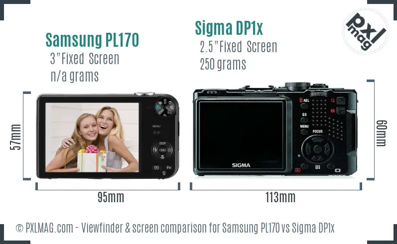 Samsung PL170 vs Sigma DP1x Screen and Viewfinder comparison