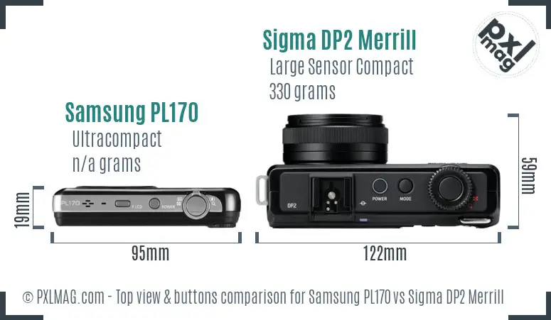 Samsung PL170 vs Sigma DP2 Merrill top view buttons comparison