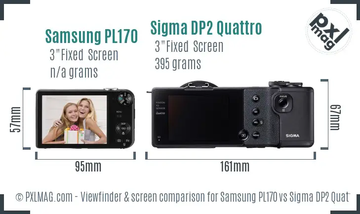 Samsung PL170 vs Sigma DP2 Quattro Screen and Viewfinder comparison