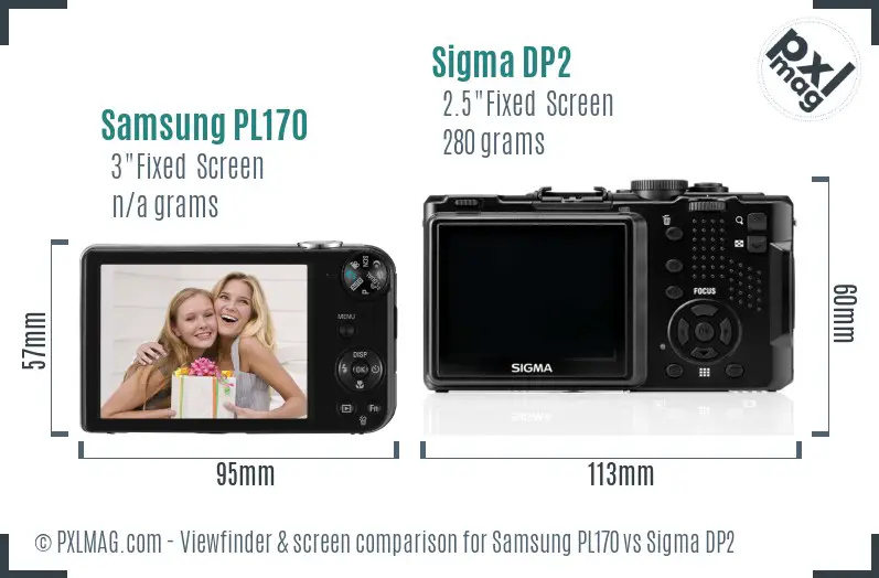 Samsung PL170 vs Sigma DP2 Screen and Viewfinder comparison