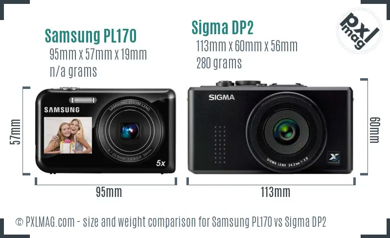 Samsung PL170 vs Sigma DP2 size comparison