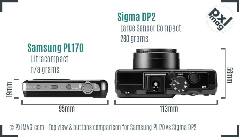 Samsung PL170 vs Sigma DP2 top view buttons comparison