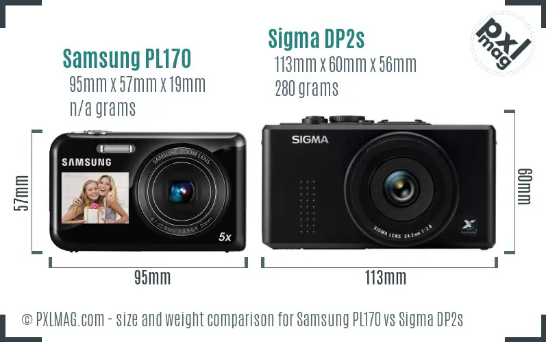 Samsung PL170 vs Sigma DP2s size comparison