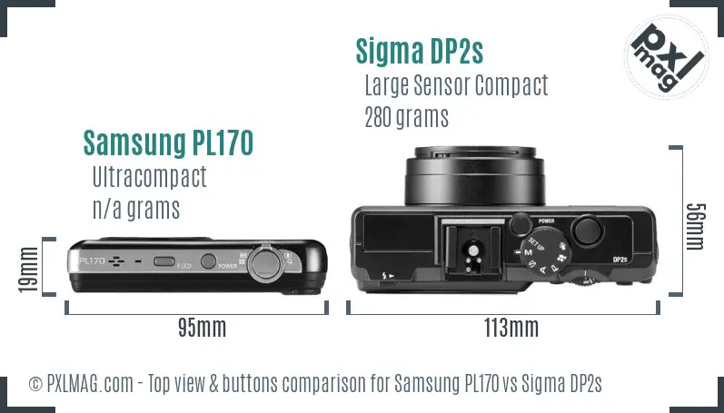 Samsung PL170 vs Sigma DP2s top view buttons comparison