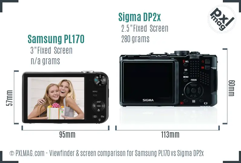 Samsung PL170 vs Sigma DP2x Screen and Viewfinder comparison