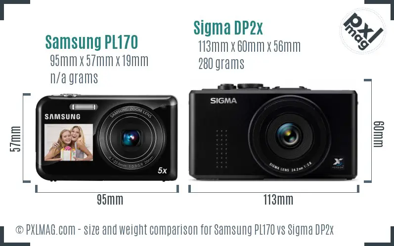 Samsung PL170 vs Sigma DP2x size comparison