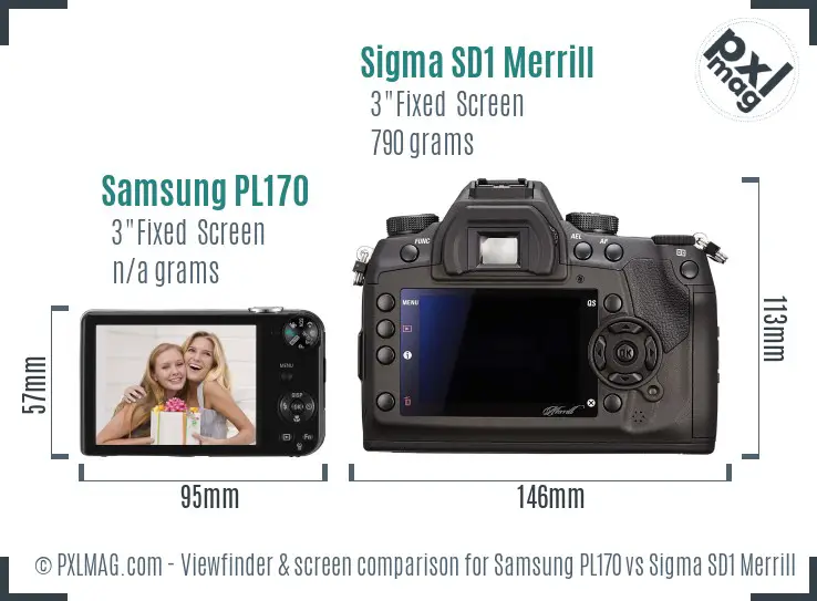 Samsung PL170 vs Sigma SD1 Merrill Screen and Viewfinder comparison