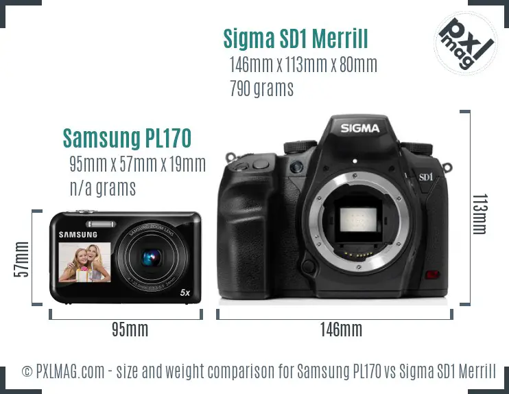 Samsung PL170 vs Sigma SD1 Merrill size comparison