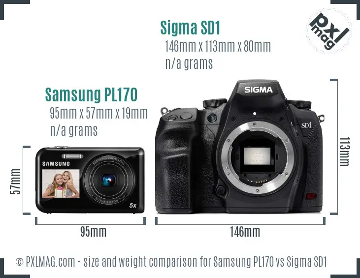 Samsung PL170 vs Sigma SD1 size comparison