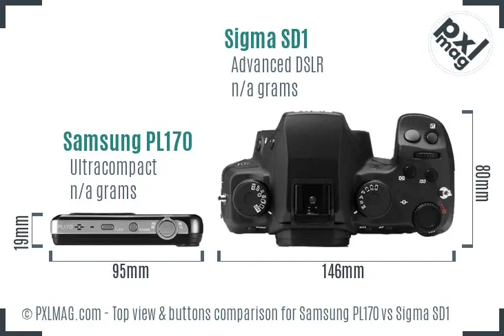 Samsung PL170 vs Sigma SD1 top view buttons comparison