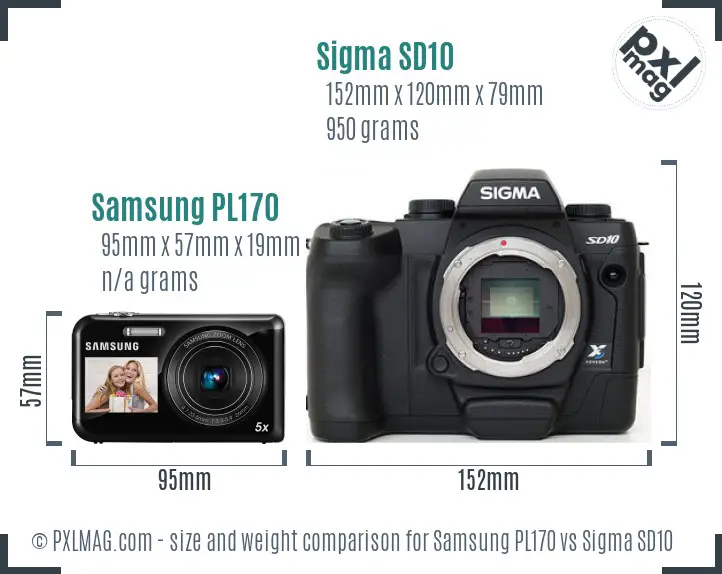 Samsung PL170 vs Sigma SD10 size comparison