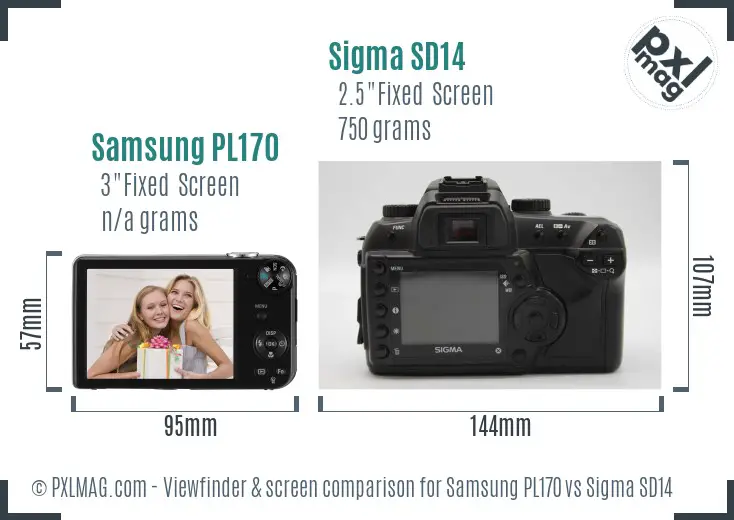 Samsung PL170 vs Sigma SD14 Screen and Viewfinder comparison