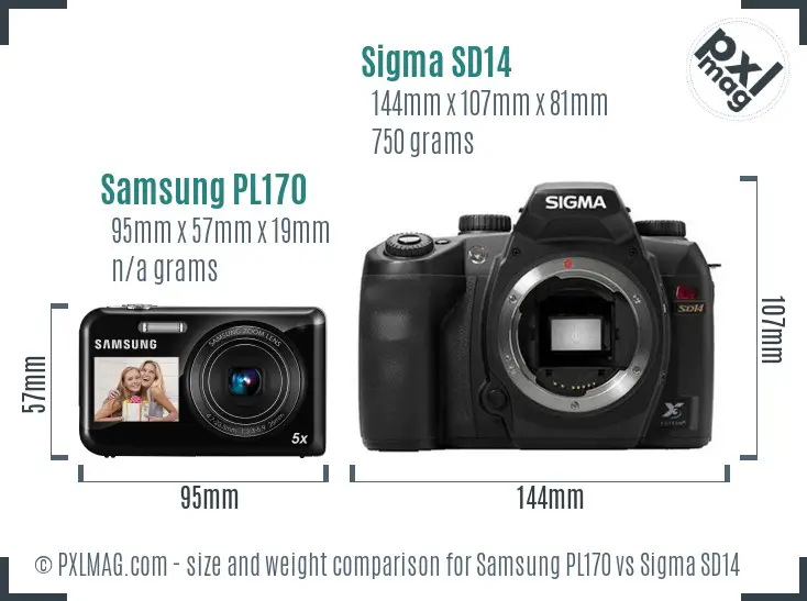 Samsung PL170 vs Sigma SD14 size comparison