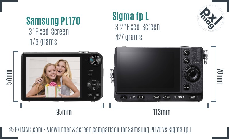 Samsung PL170 vs Sigma fp L Screen and Viewfinder comparison