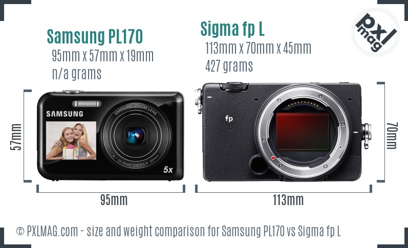 Samsung PL170 vs Sigma fp L size comparison