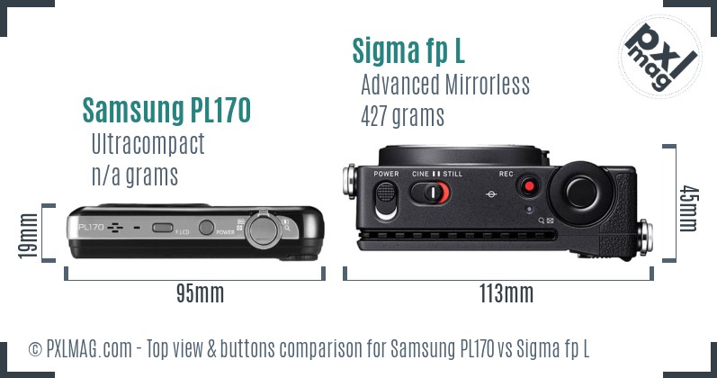 Samsung PL170 vs Sigma fp L top view buttons comparison