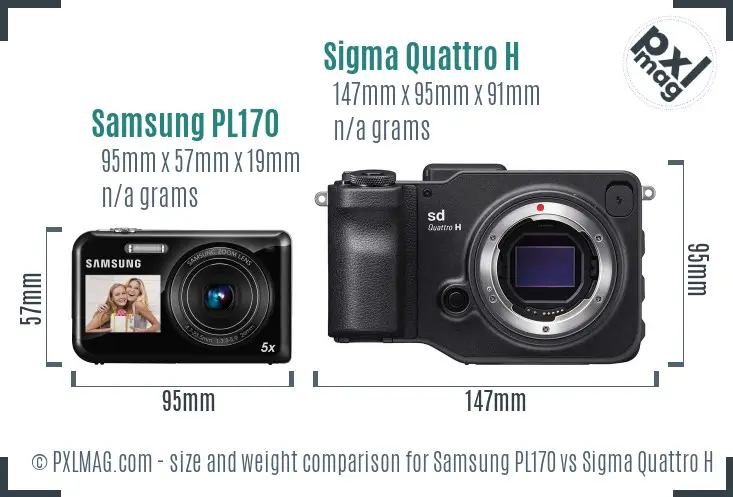 Samsung PL170 vs Sigma Quattro H size comparison