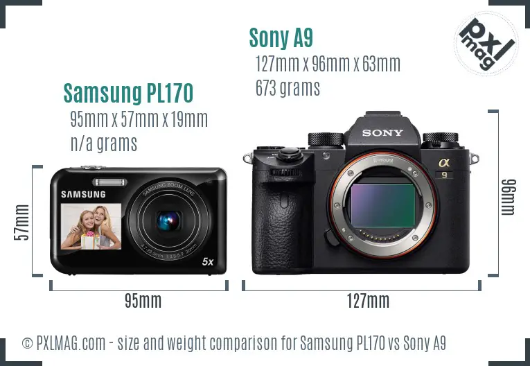 Samsung PL170 vs Sony A9 size comparison