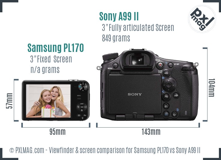 Samsung PL170 vs Sony A99 II Screen and Viewfinder comparison