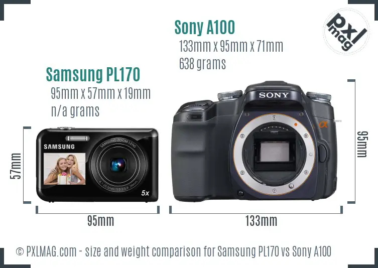 Samsung PL170 vs Sony A100 size comparison Samsung PL170 vs Sony A100 size comparison