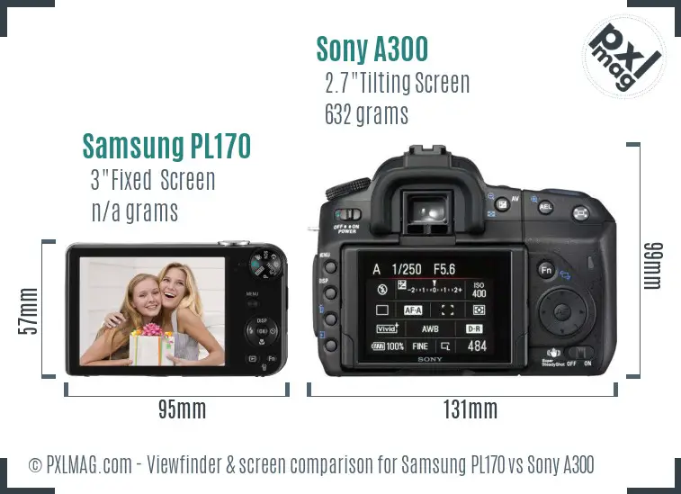 Samsung PL170 vs Sony A300 Screen and Viewfinder comparison