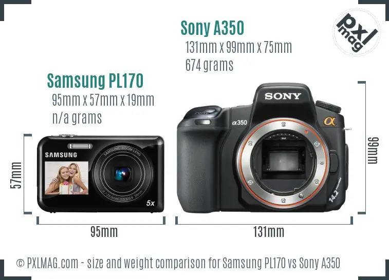Samsung PL170 vs Sony A350 size comparison Samsung PL170 vs Sony A350 size comparison