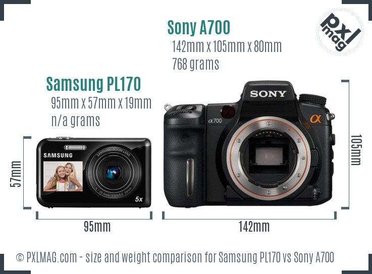 Samsung PL170 vs Sony A700 size comparison Samsung PL170 vs Sony A700 size comparison