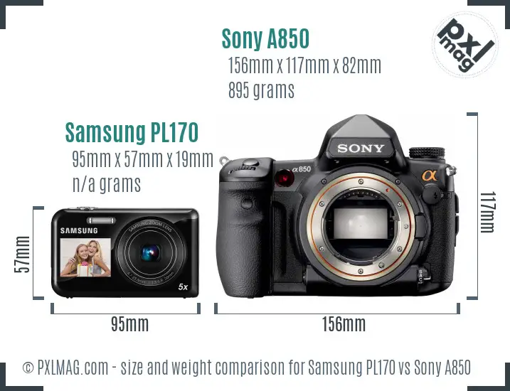Samsung PL170 vs Sony A850 size comparison Samsung PL170 vs Sony A850 size comparison