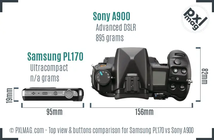Samsung PL170 vs Sony A900 top view buttons comparison